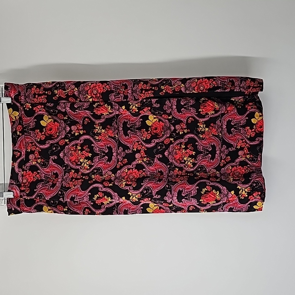 Modcloth Silky Lined Paisley Print Plus Size Skirt w Side Zip &‎ Front Slit